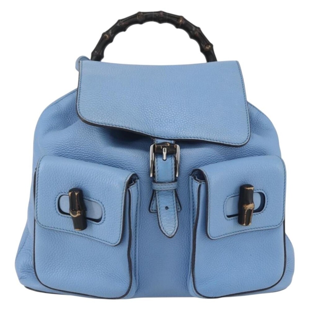 Gucci Bamboo Leather Backpack Light Blue